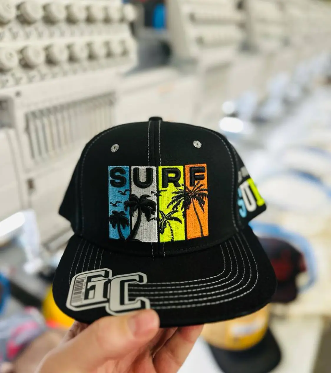 Black cap with surf print