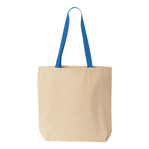 10 Ounce Gusseted Cotton Canvas Tote with Colored Handle Thumbnail