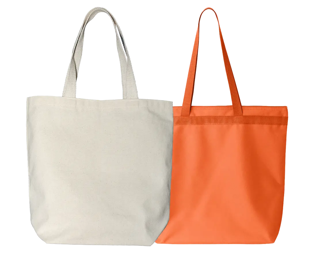 Beige and orange color Tote bags