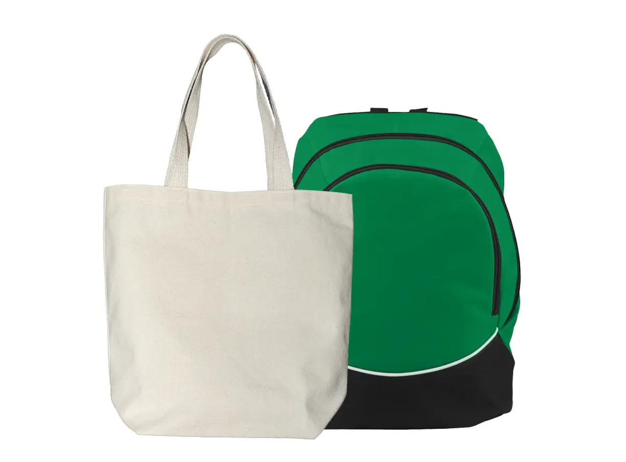 A totebag and a backpack.