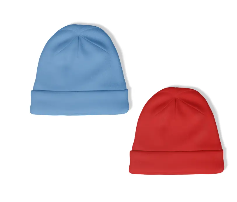 Blue and red color beanies