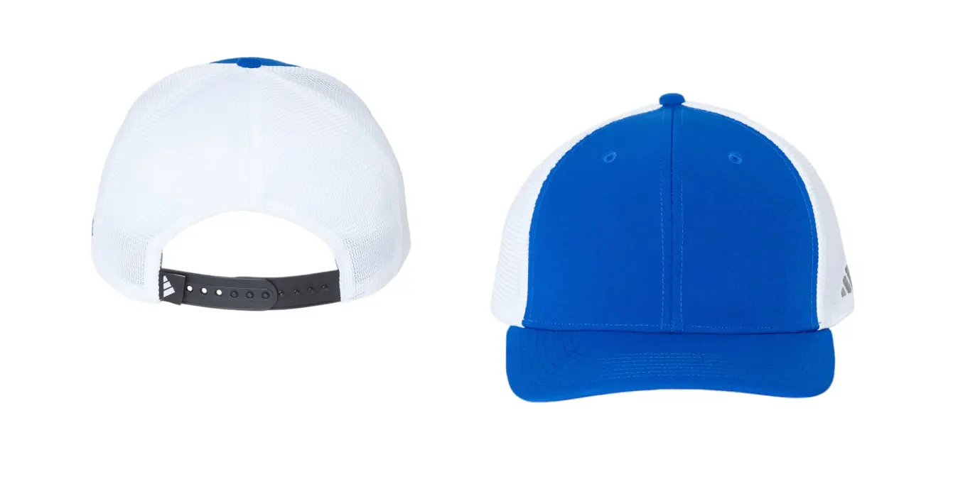 White and blue color snapback hat