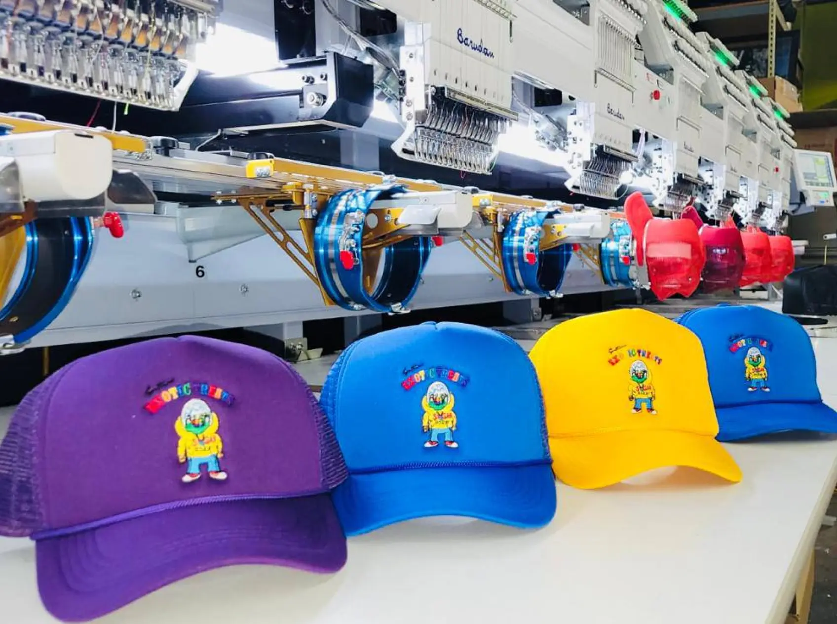 Four colorful hats