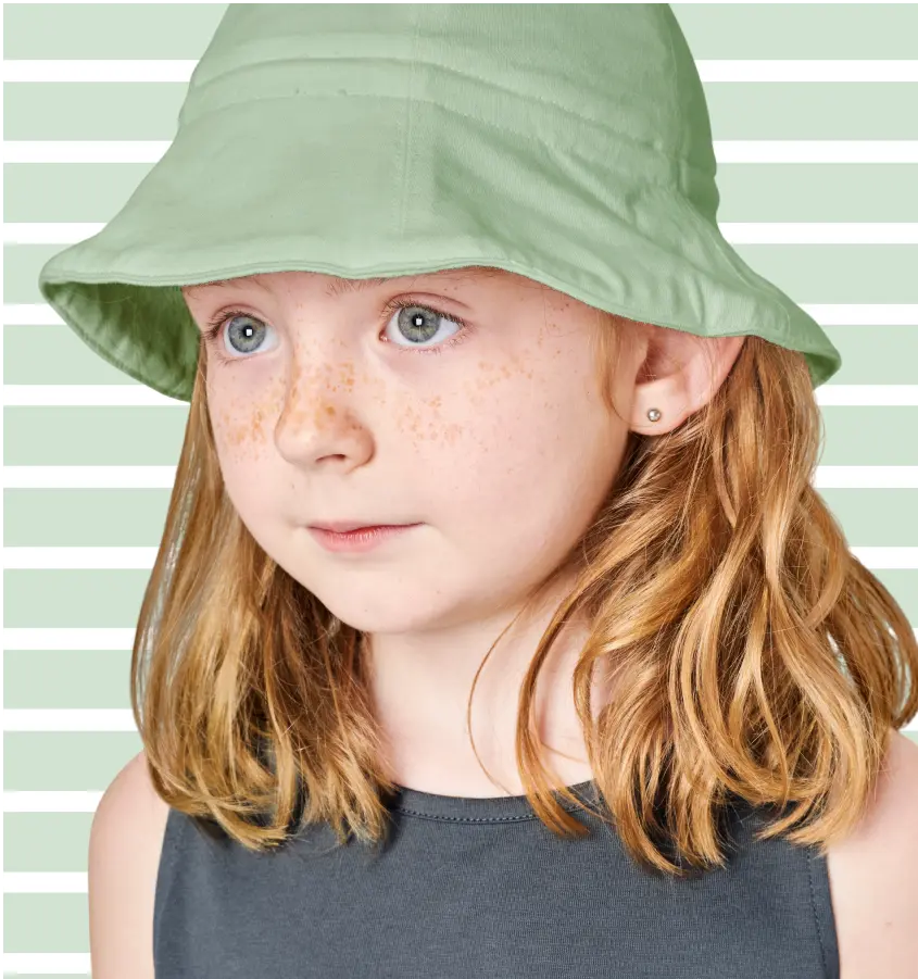 Kid in green bucket hat