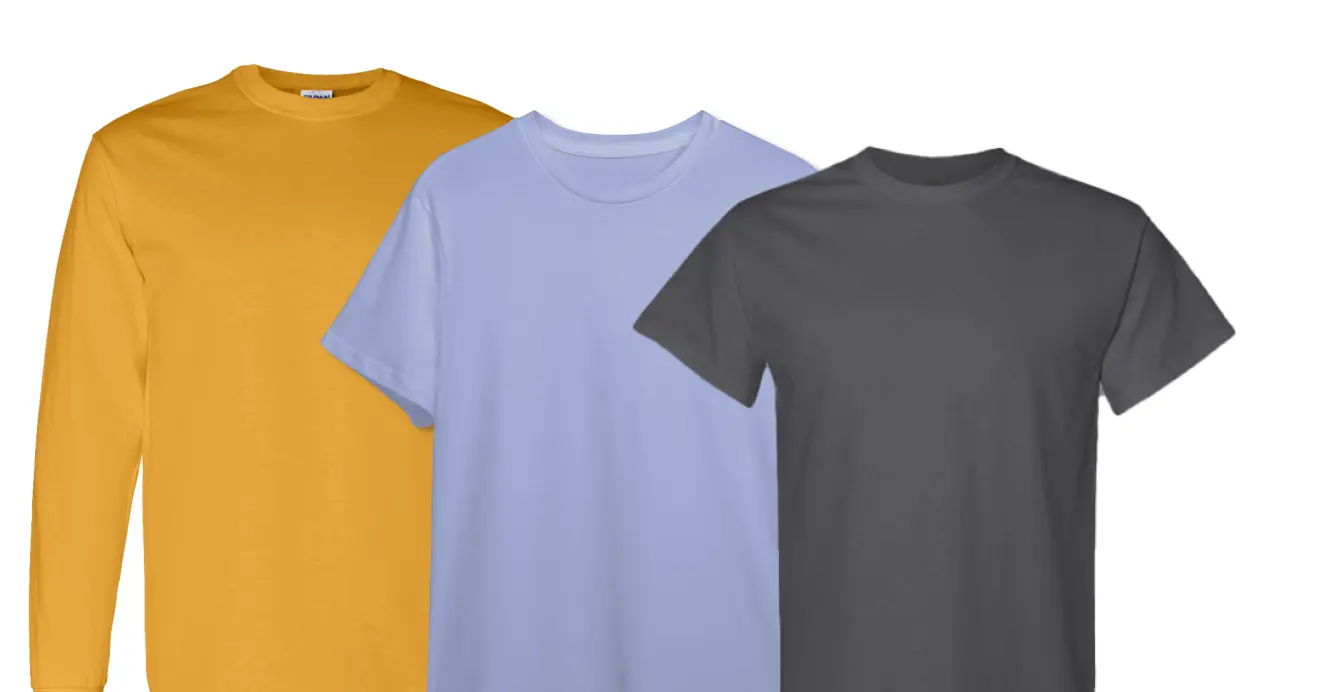 Yellow, blue and black color t-shirts