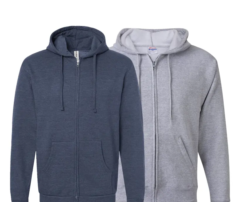 Black and grey color zipped hoodies