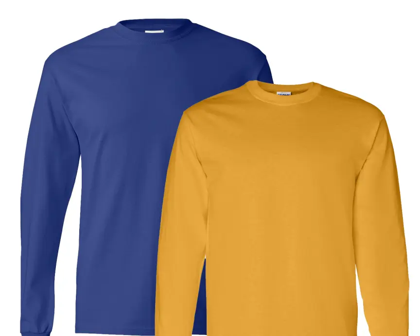 Two long sleeves in navy and gold colors