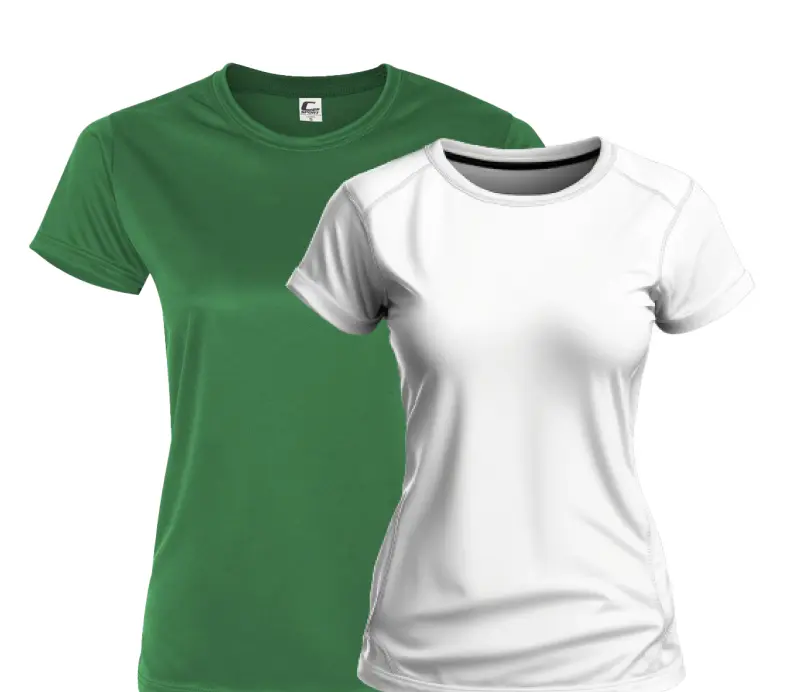 Women's green and white t-shirts