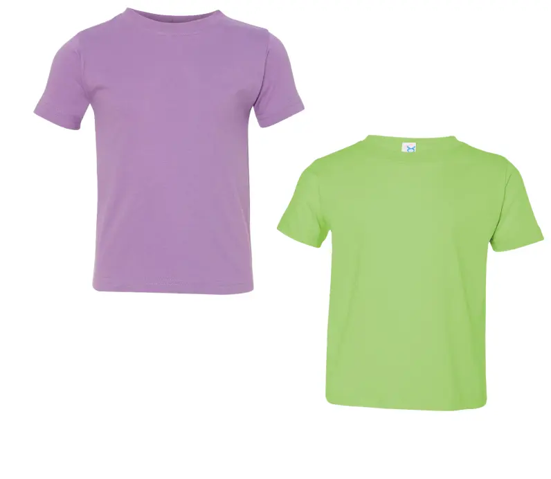 Kids' purple and green t-shirts