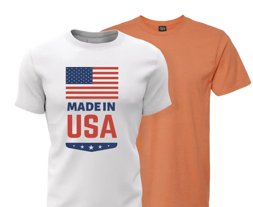 White t-shirt with USA print and orange T-shirt