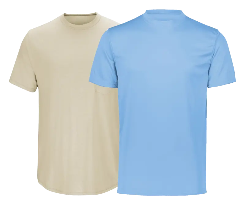 Beige and blue t-shirts