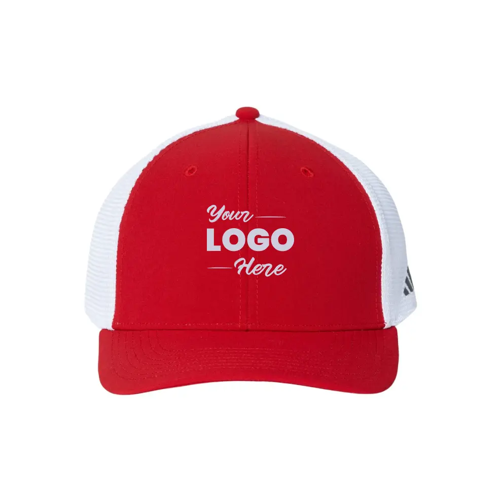 Red and white trucker cap