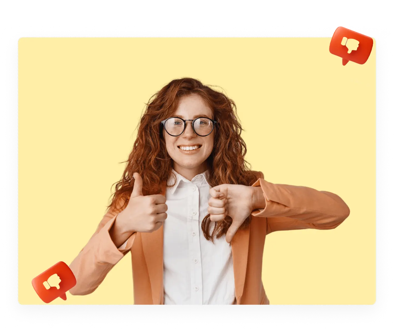 Girl showing thumbs up and down