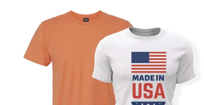 White t-shirt with American print, orange t-shirt