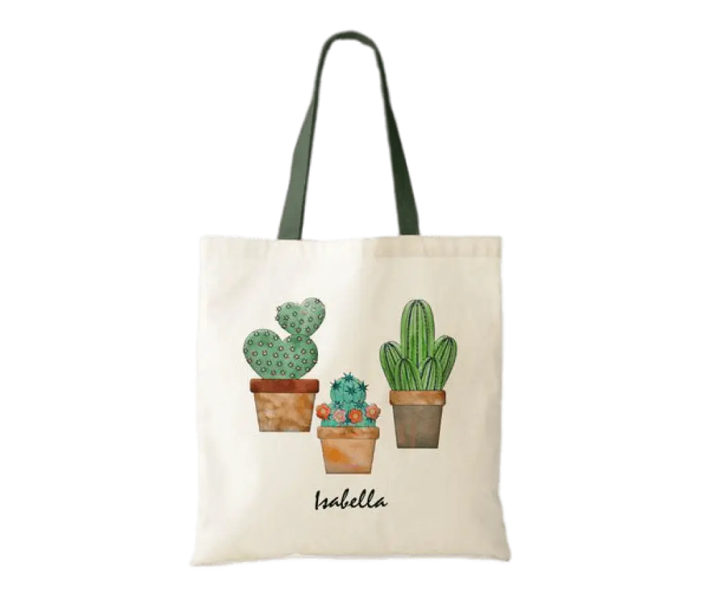 Tote bag with cactus print