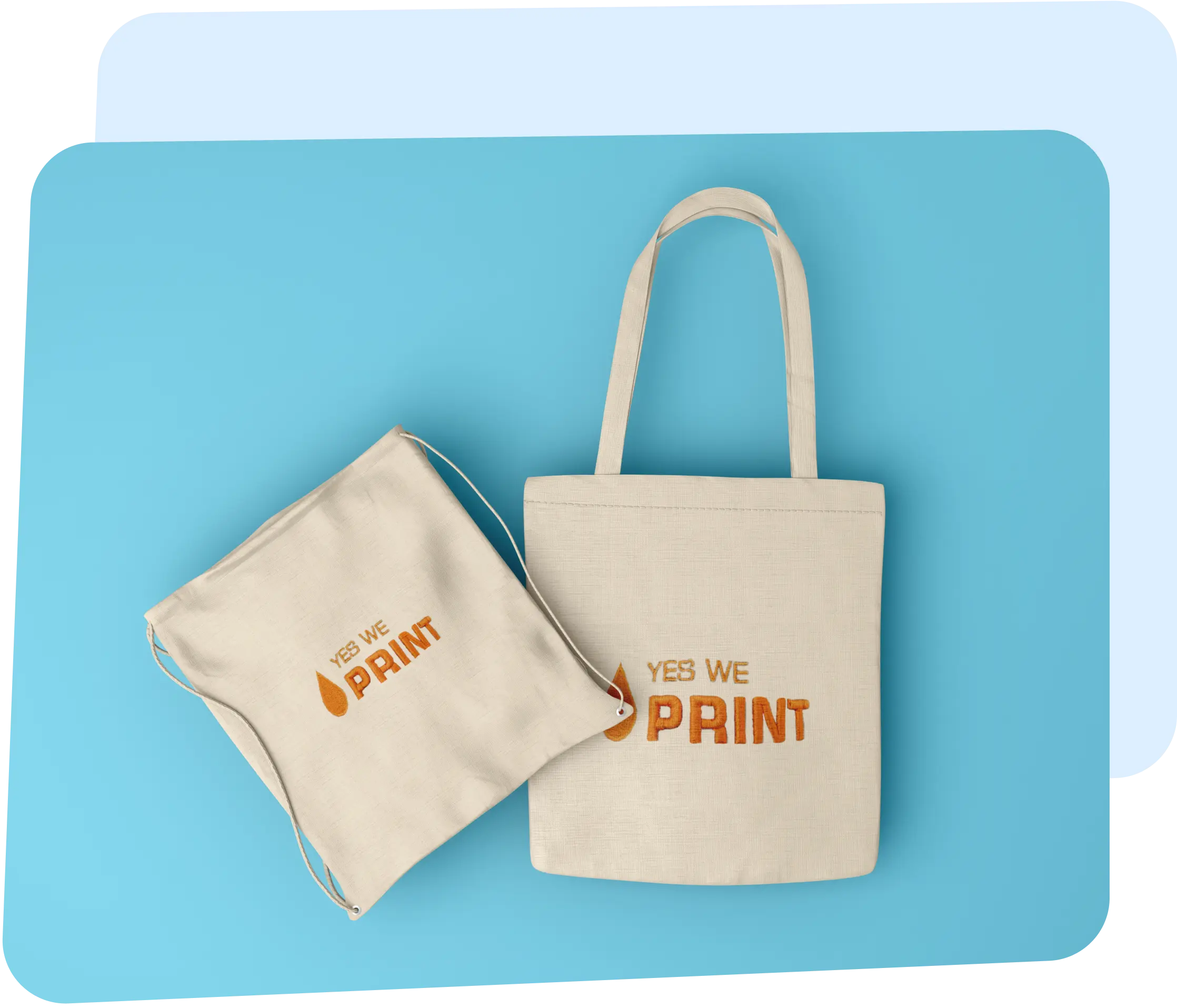 Beige color bags with Yes We Print logo print