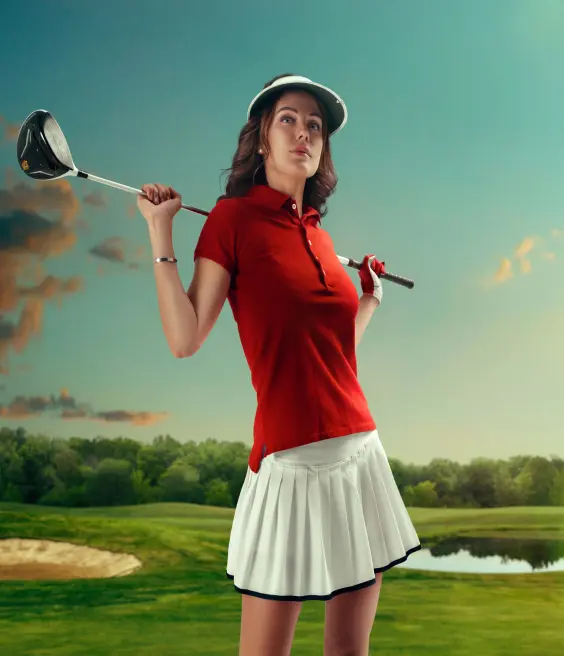 Girl in golf clothes