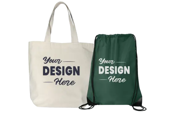 Beige and green totes