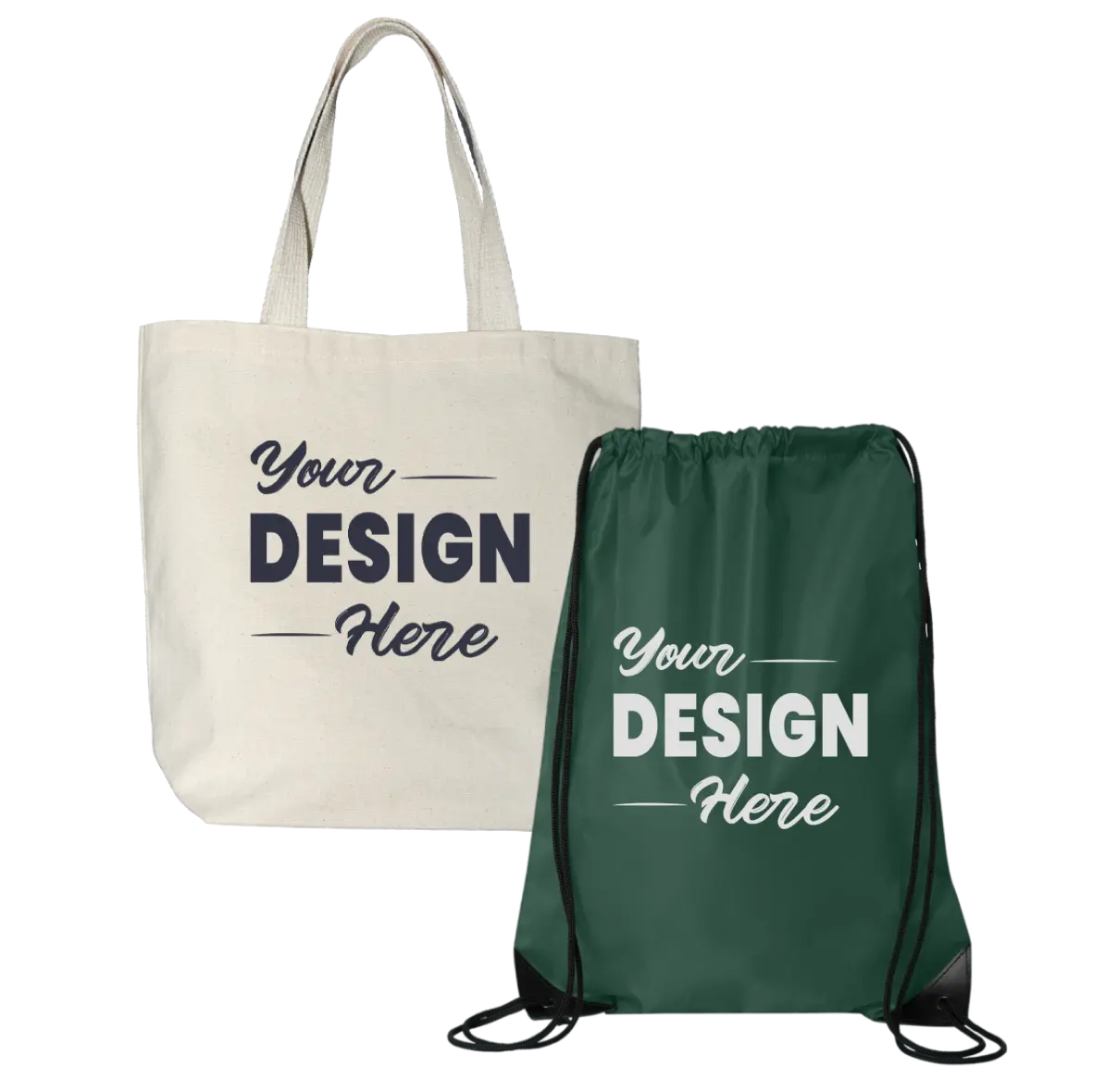 Beige and green totes