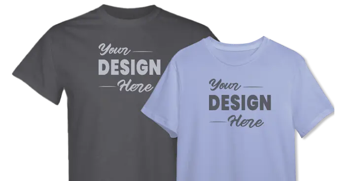 Two t-shirts in black and blue colors