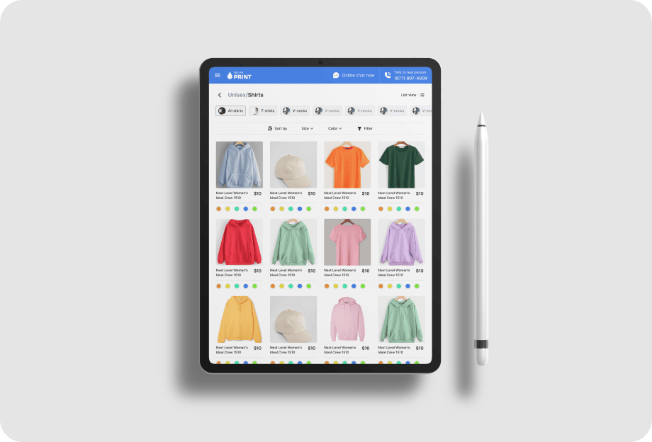 User browsing catalogue page on tablet