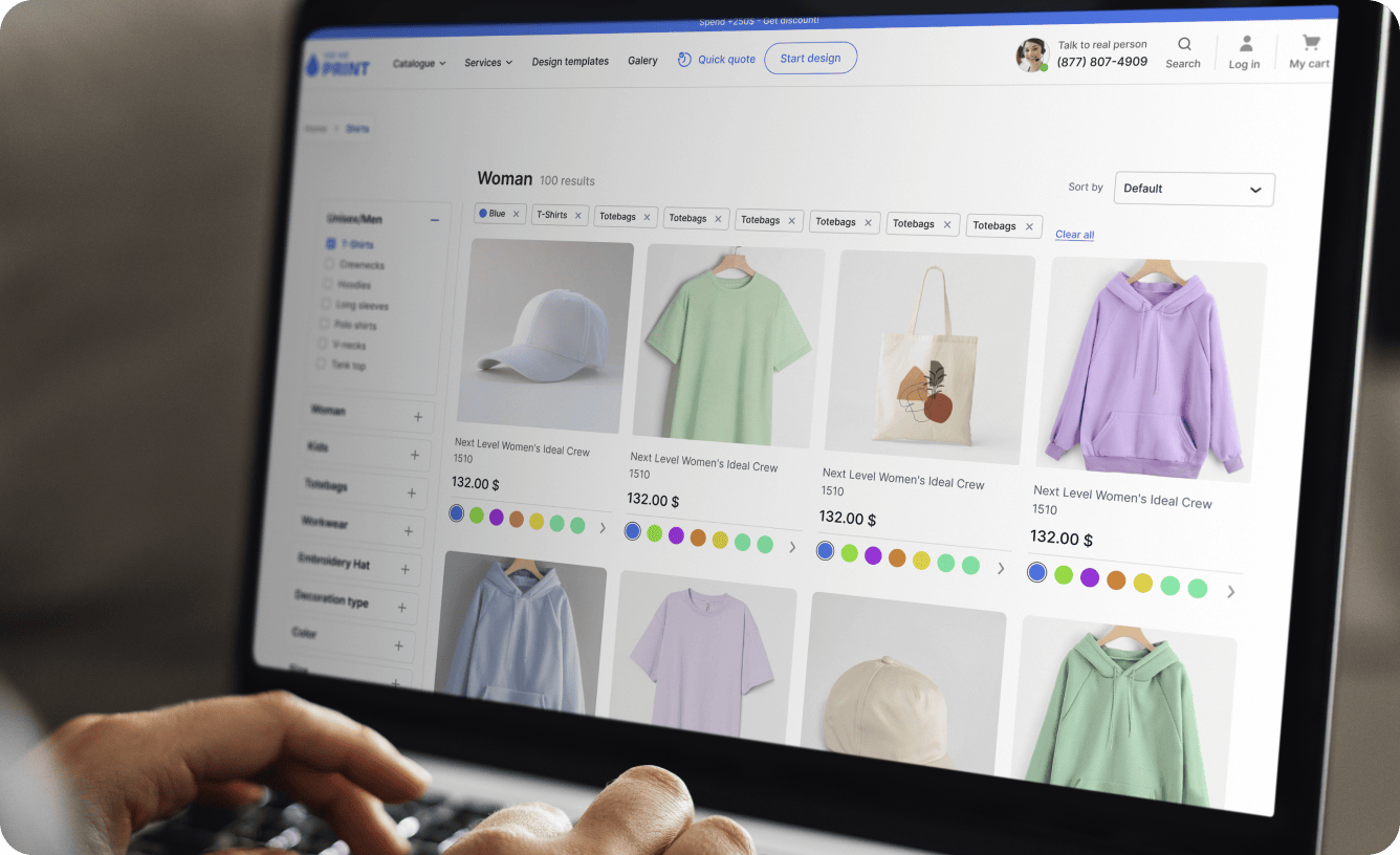 User browsing catalogue page on laptop
